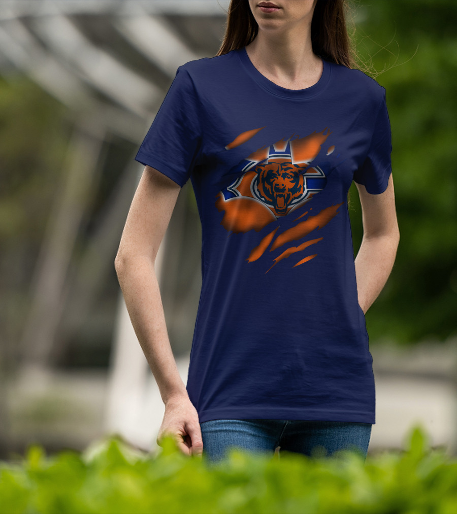 Chicago Bears 07 Vintage Logo Ripped Claw T-Shirt