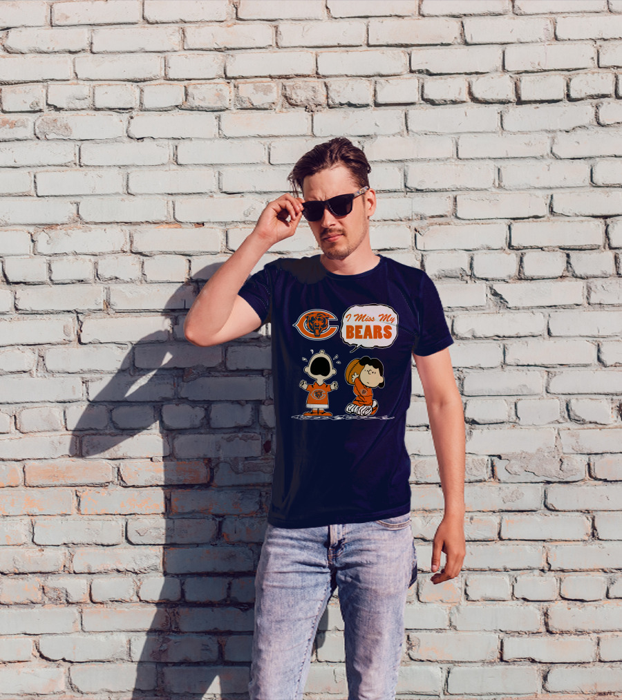 I Miss My Bears Chicago Bears Peanuts Characters T-Shirt