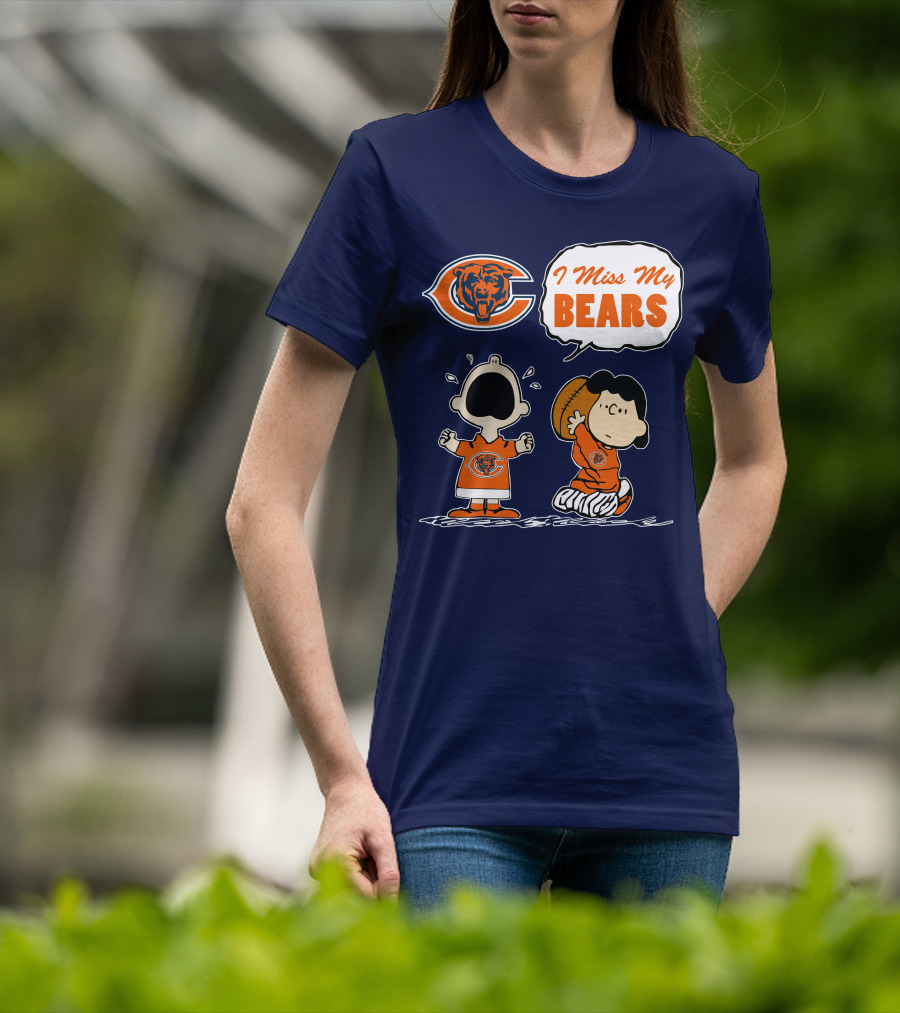 I Miss My Bears Chicago Bears Peanuts Characters T-Shirt
