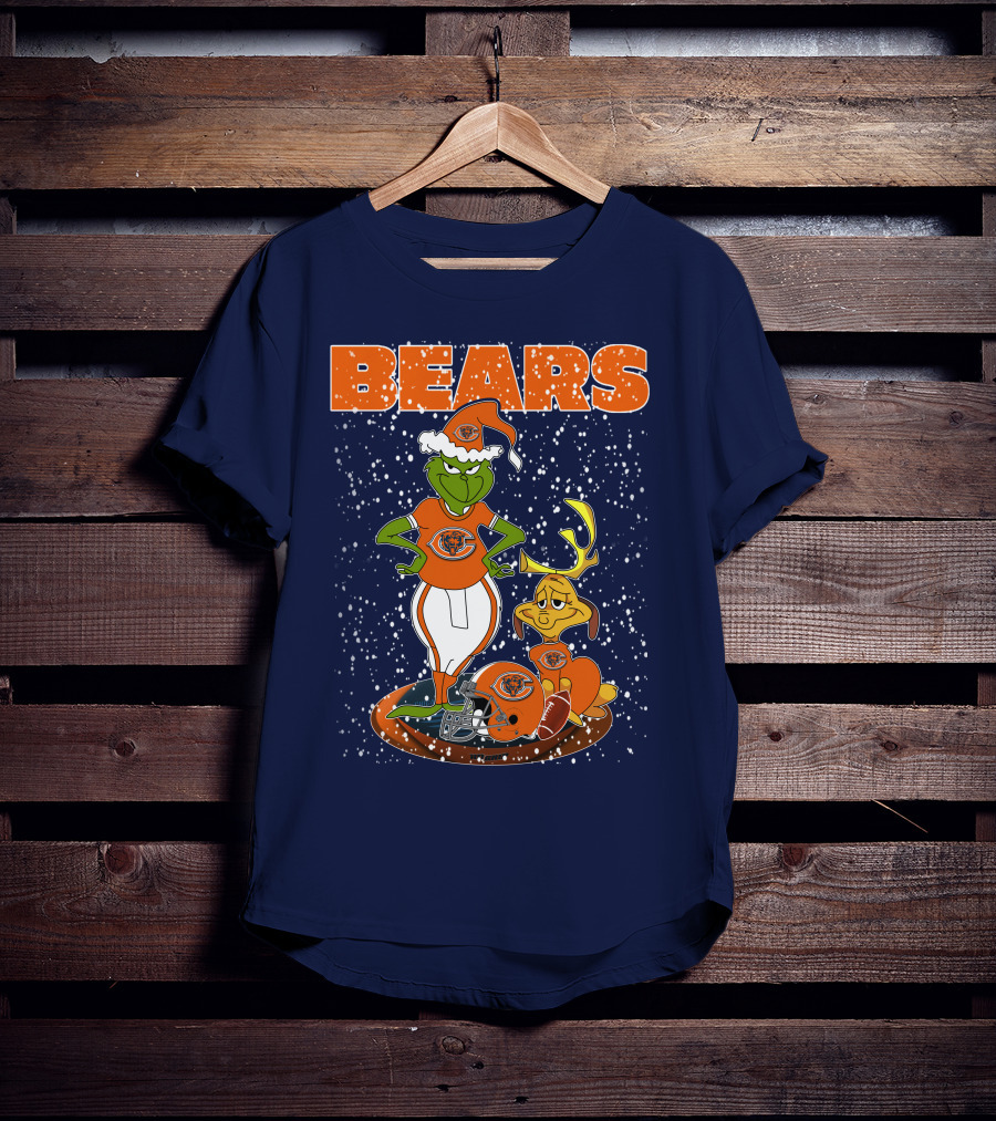 Grinchxmas BEARS Christmas Chicago Football Collaboration T-Shirt