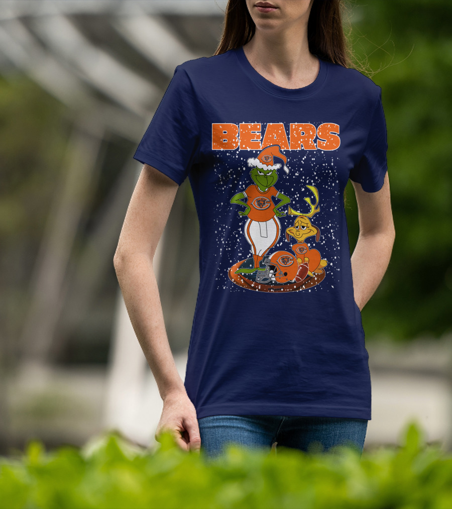 Grinchxmas BEARS Christmas Chicago Football Collaboration T-Shirt