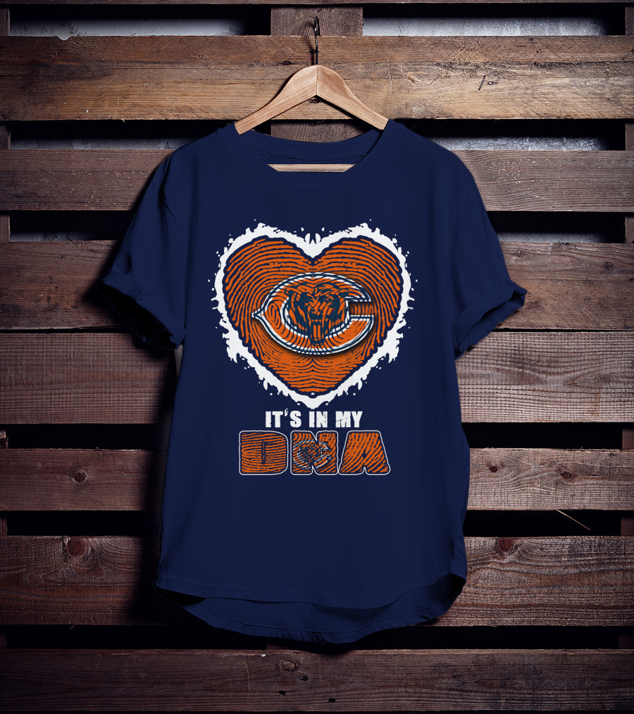 It's In My DNA Chicago Bears Heart Fingerprint T-Shirt