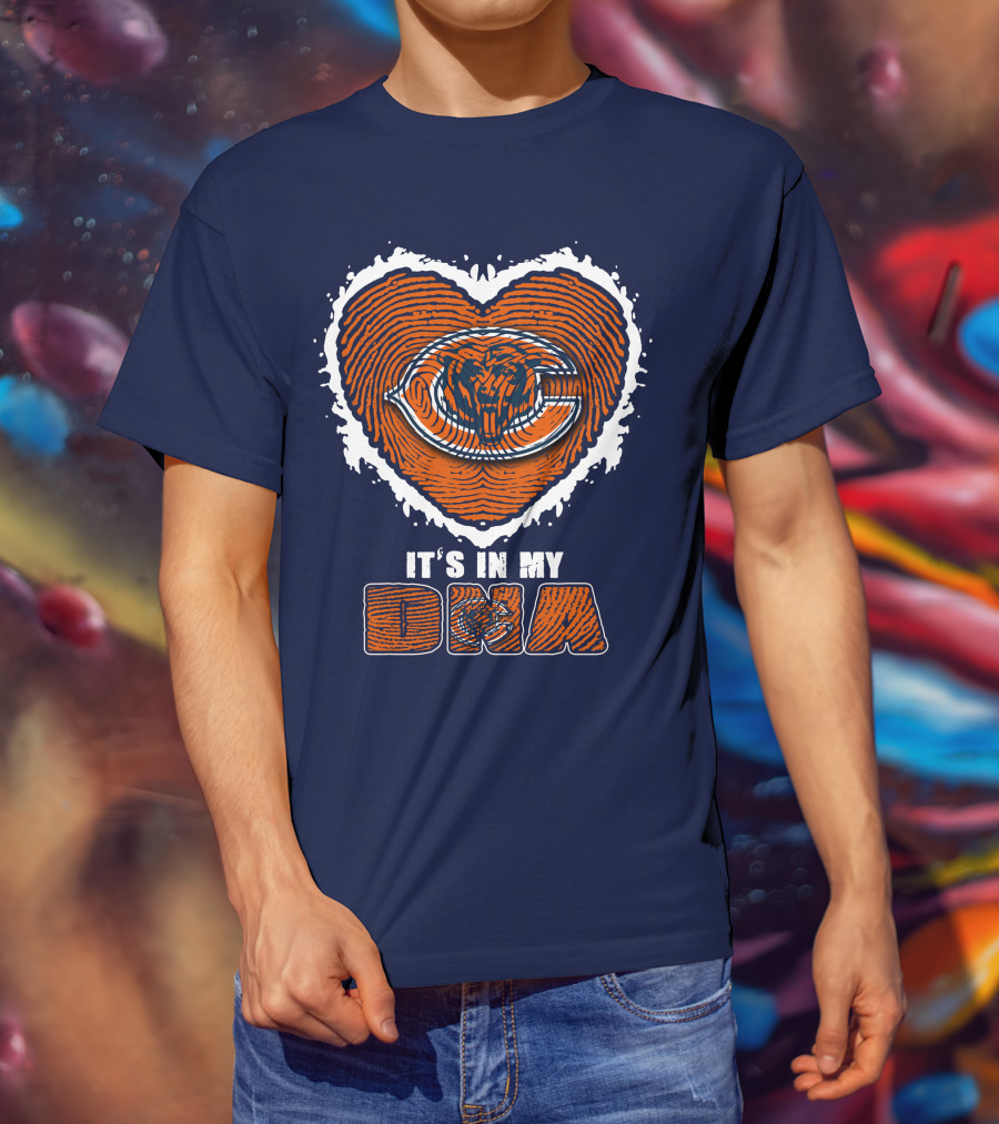 It's In My DNA Chicago Bears Heart Fingerprint T-Shirt