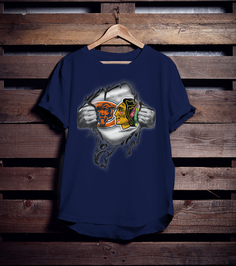 Chicago Bears Blackhawks Fan Mashup T-Shirt