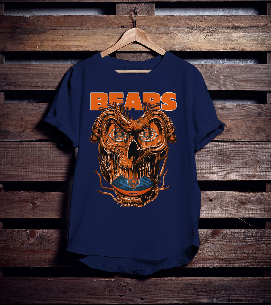 BEARS Dragonskull Football CHICAGO T-Shirt