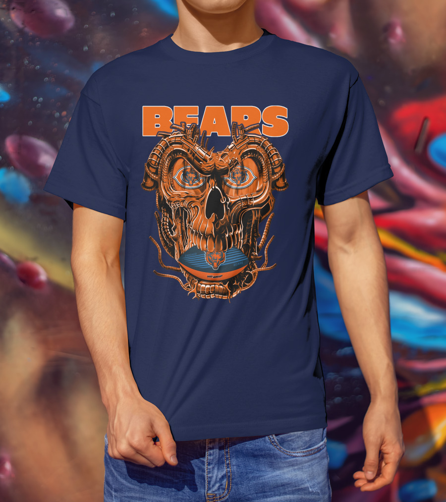 BEARS Dragonskull Football CHICAGO T-Shirt
