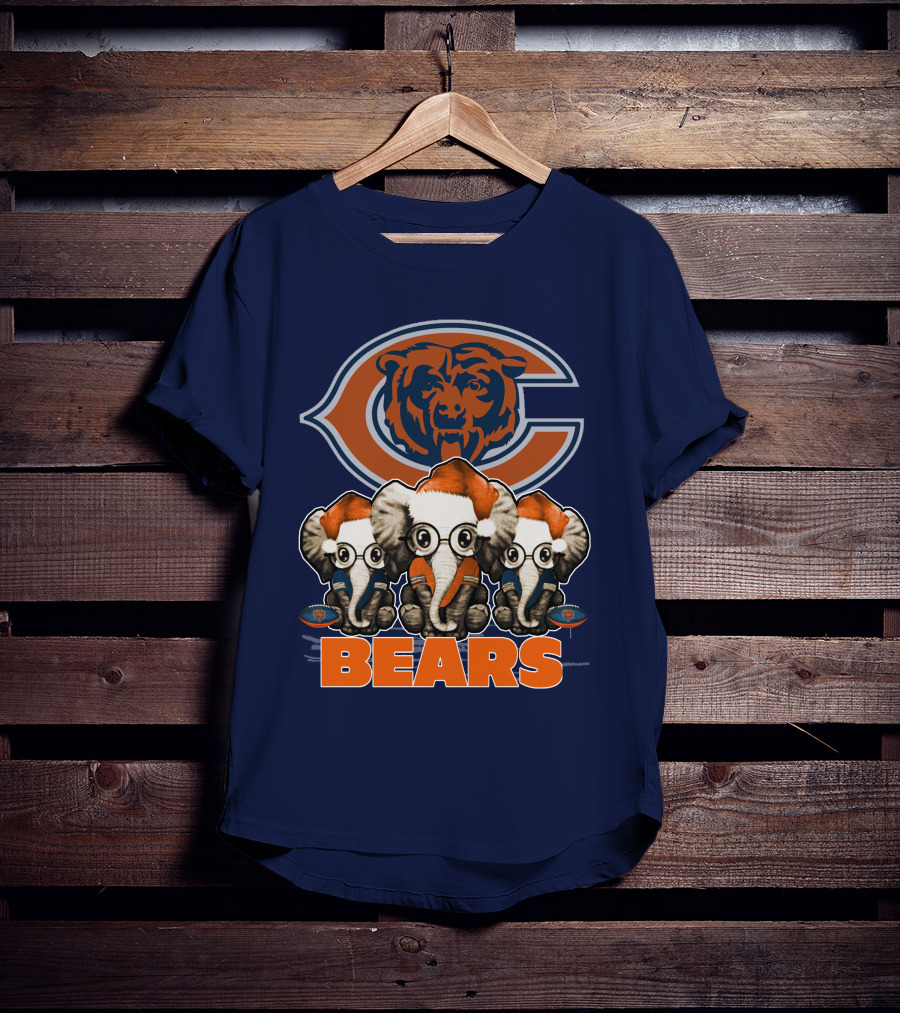 Chicago Bears Christmas Elephants Football T-Shirt