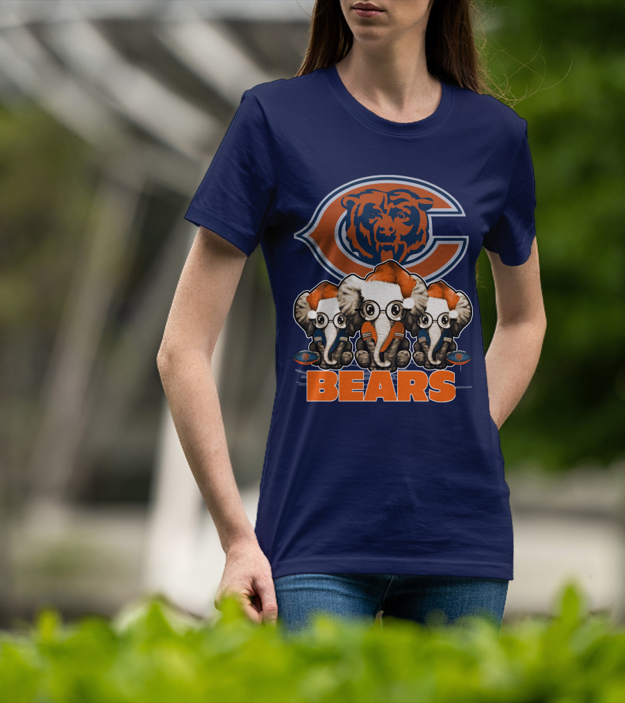 Chicago Bears Christmas Elephants Football T-Shirt
