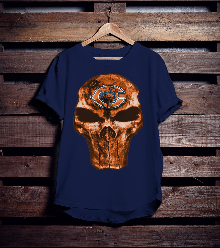Skull Chicago Bears Logo Skull T-Shirt
