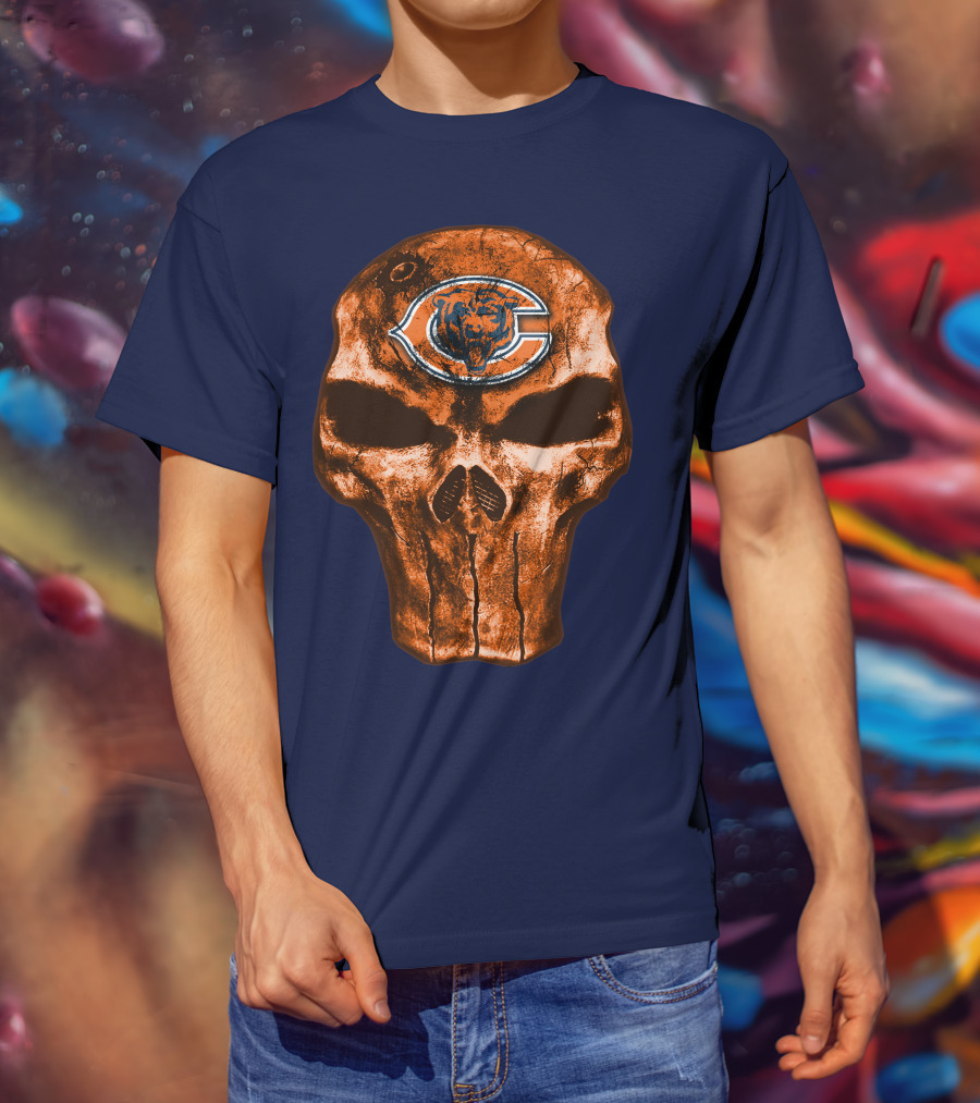 Skull Chicago Bears Logo Skull T-Shirt