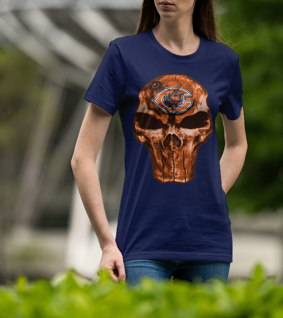Skull Chicago Bears Logo Skull T-Shirt