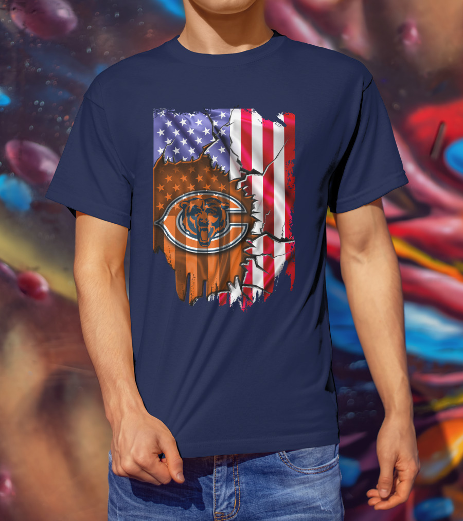 American Flag Chicago Bears Logo Stars Stripes T-Shirt