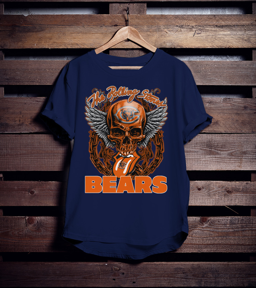 The Rolling Stones Chicago Bears Skull With Wings And Tongue T-Shirt