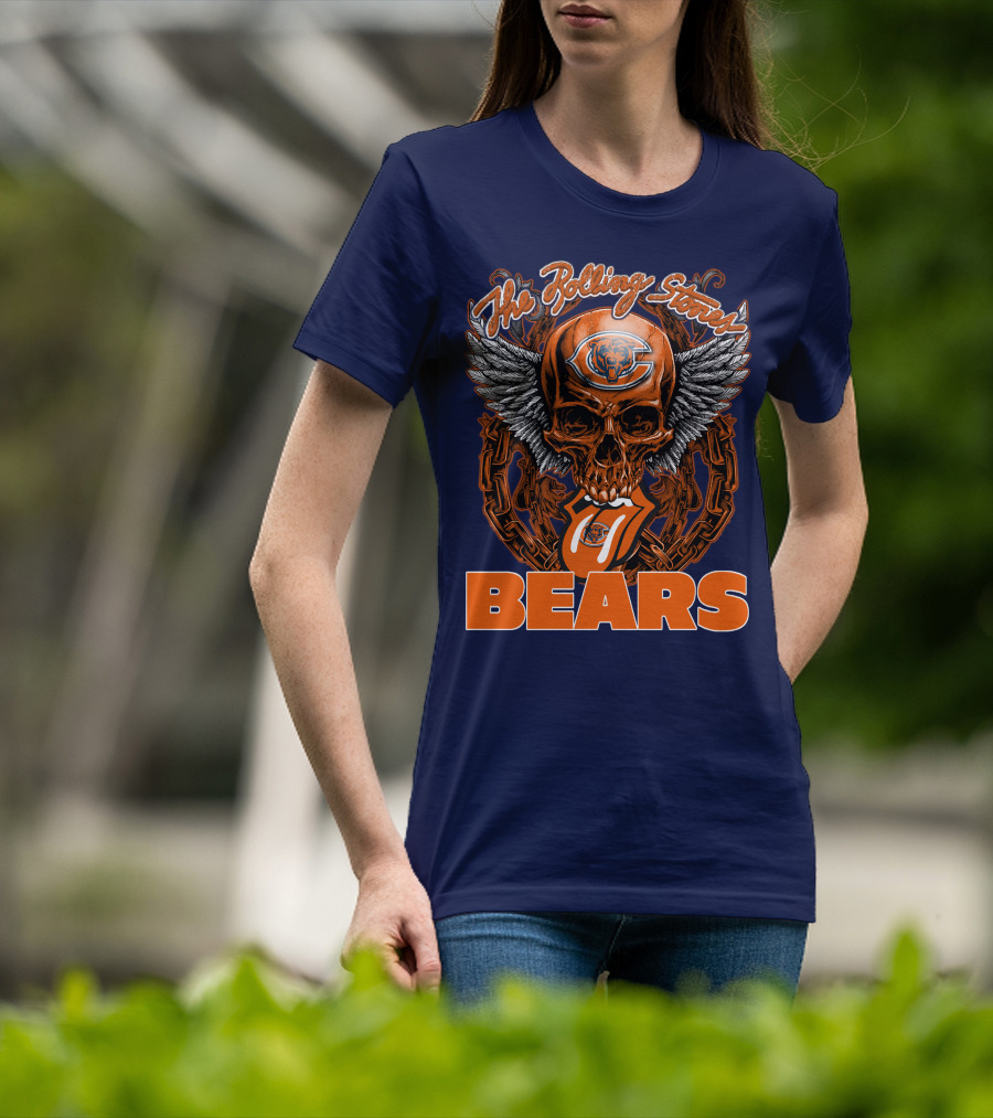 The Rolling Stones Chicago Bears Skull With Wings And Tongue T-Shirt