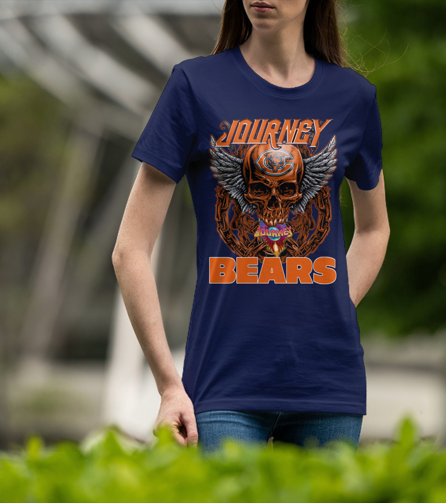 CHICAGO BEARS JOURNEY Skull Wings Chains T-Shirt