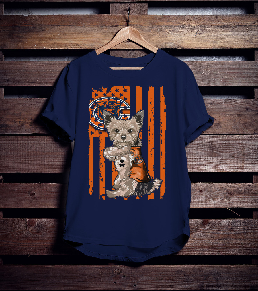 Yorkshire Terrier I Love Mom CHICAGO BEARS T-Shirt