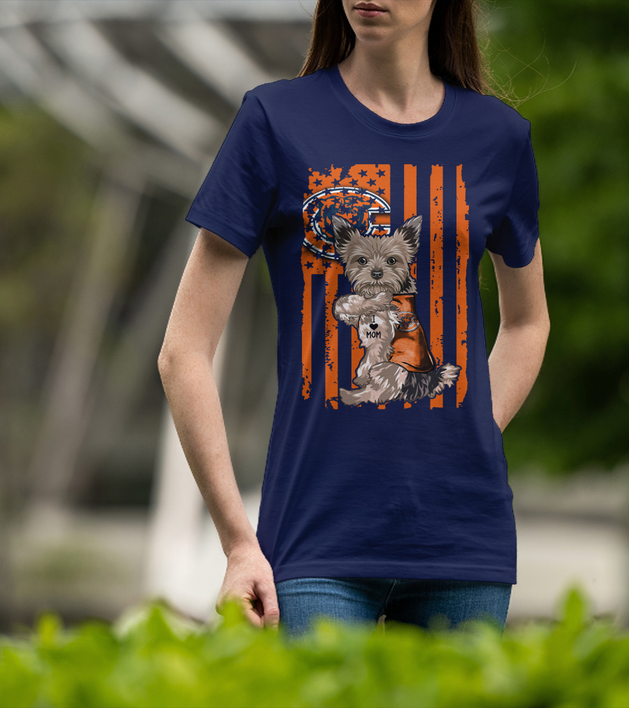Yorkshire Terrier I Love Mom CHICAGO BEARS T-Shirt
