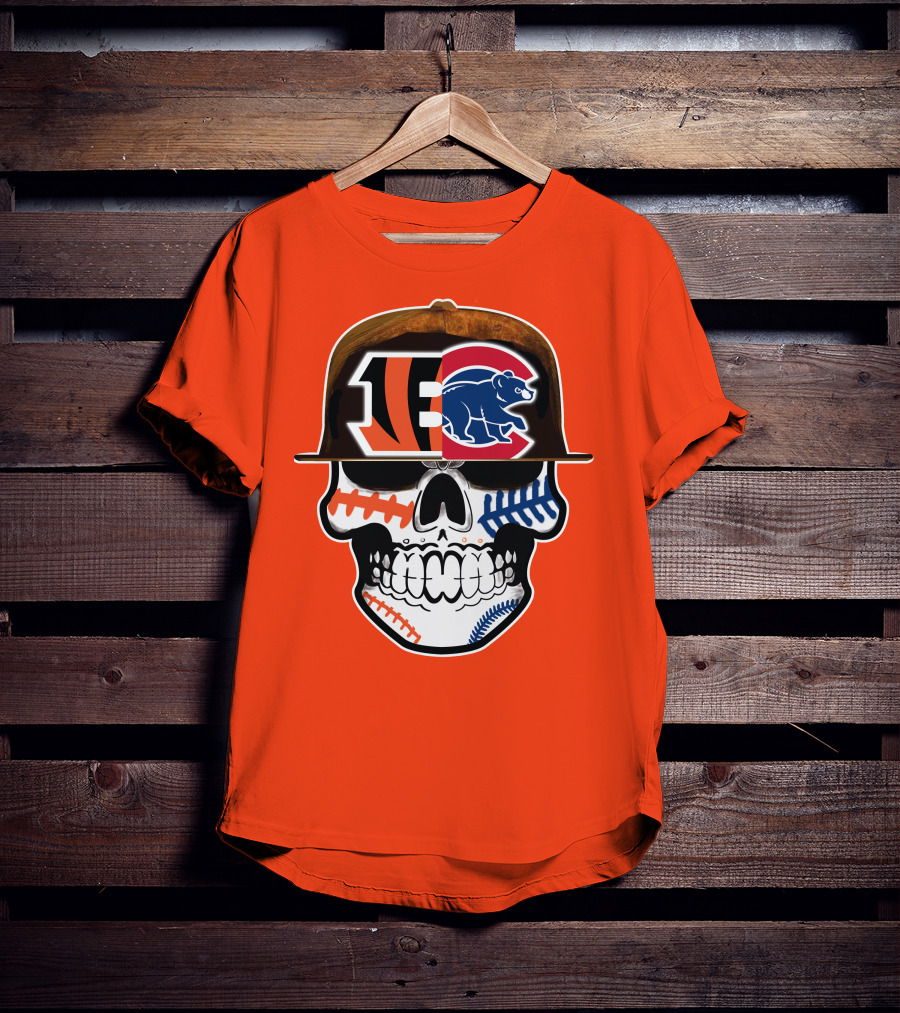 Cincinnati Bengals 53 Bears Skull Baseball Patterns T-Shirt