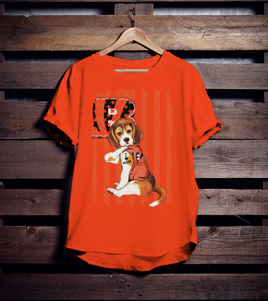 Beagle I Love Mom Cincinnati Bengals B T-Shirt