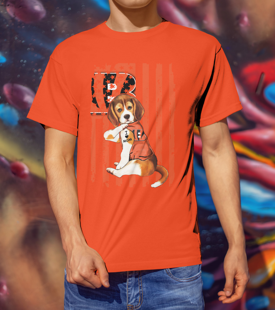Beagle I Love Mom Cincinnati Bengals B T-Shirt