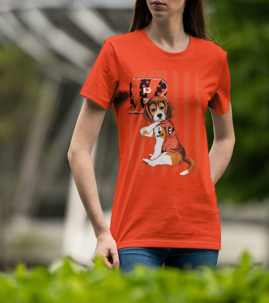 Beagle I Love Mom Cincinnati Bengals B T-Shirt