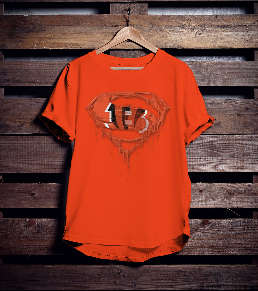 Cincinnati Bengals 57 Superhero Logo Melt Effect T-Shirt