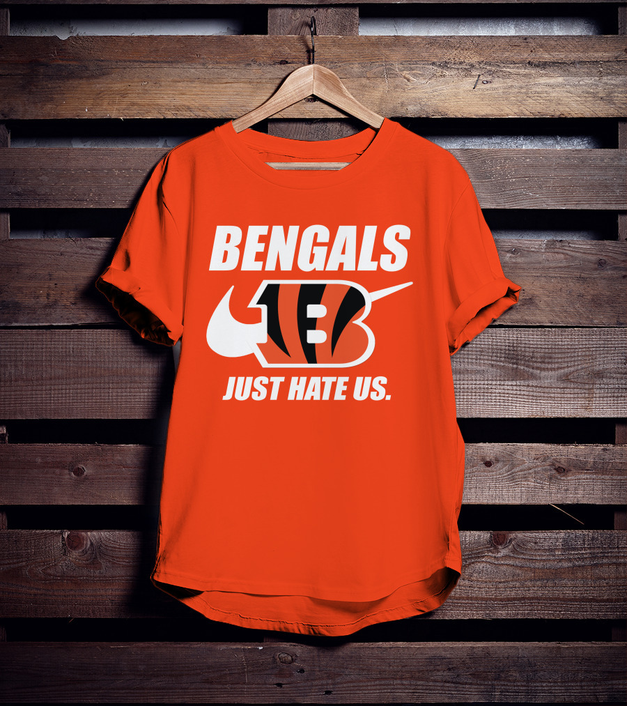 Bengals Just Hate Us Tiger Stripes Football T-Shirt