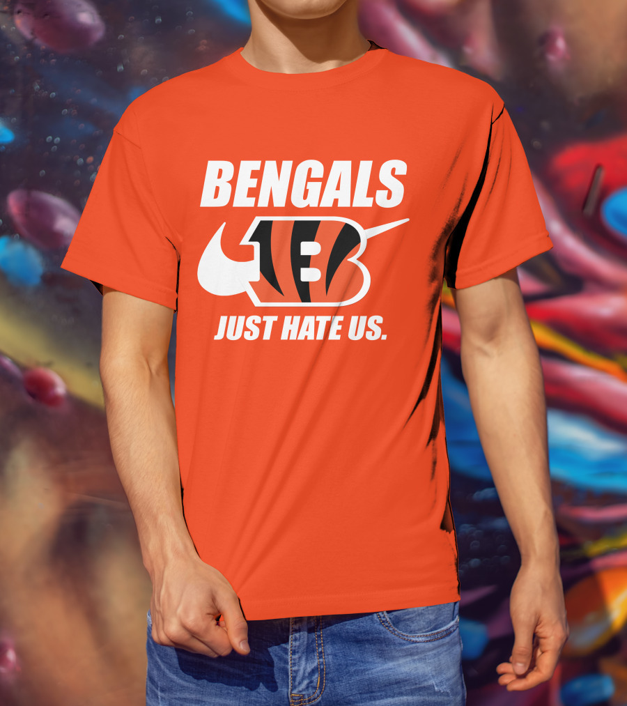 Bengals Just Hate Us Tiger Stripes Football T-Shirt
