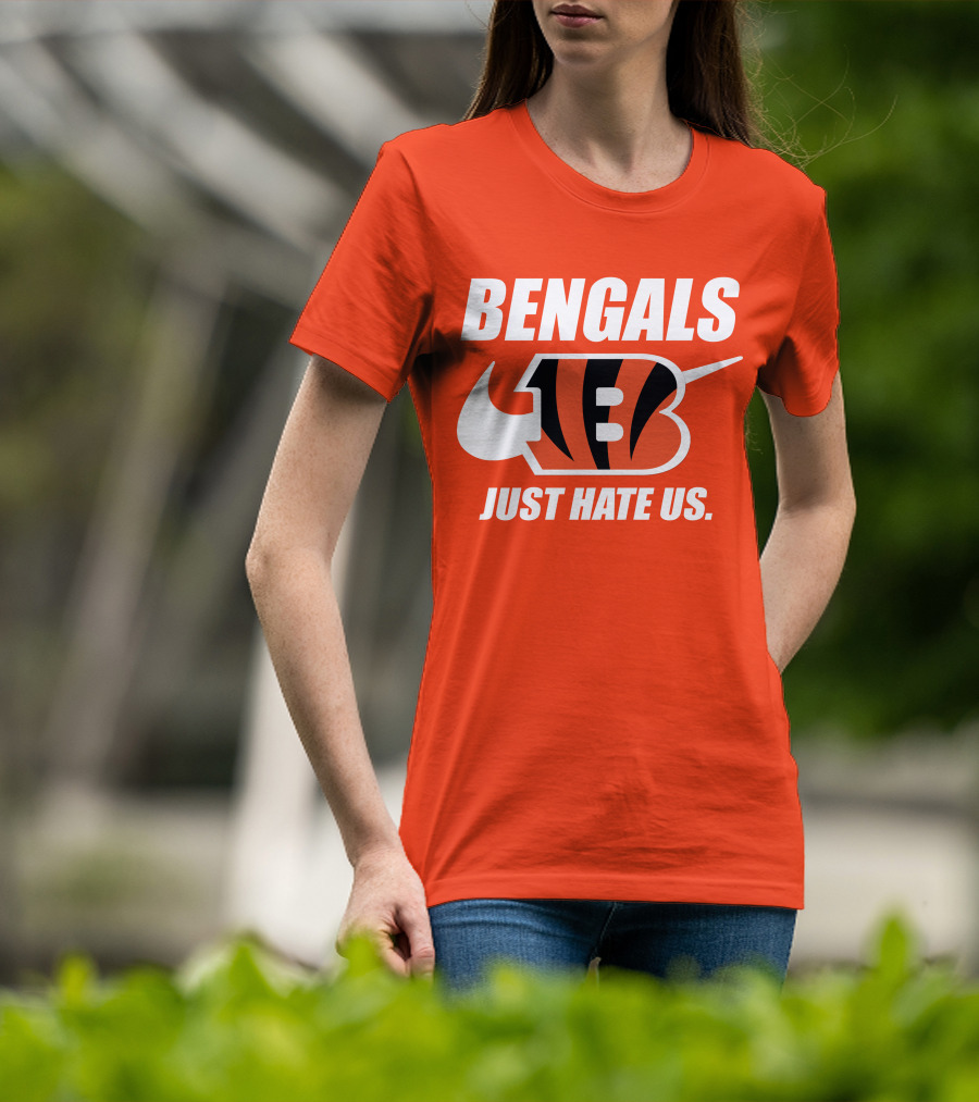 Bengals Just Hate Us Tiger Stripes Football T-Shirt