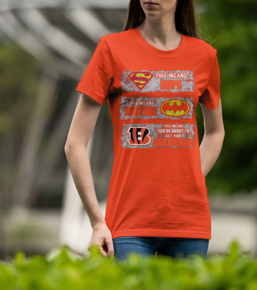Cincinnati Bengals Superman Batman This Means You're About To Get Your Ass Kicked T-Shirt