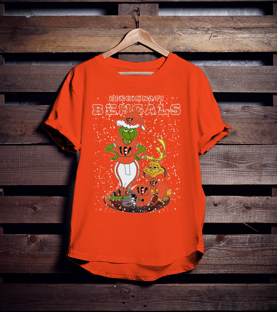 Cincinnati Bengals Grinch Holiday Football Mischief T-Shirt