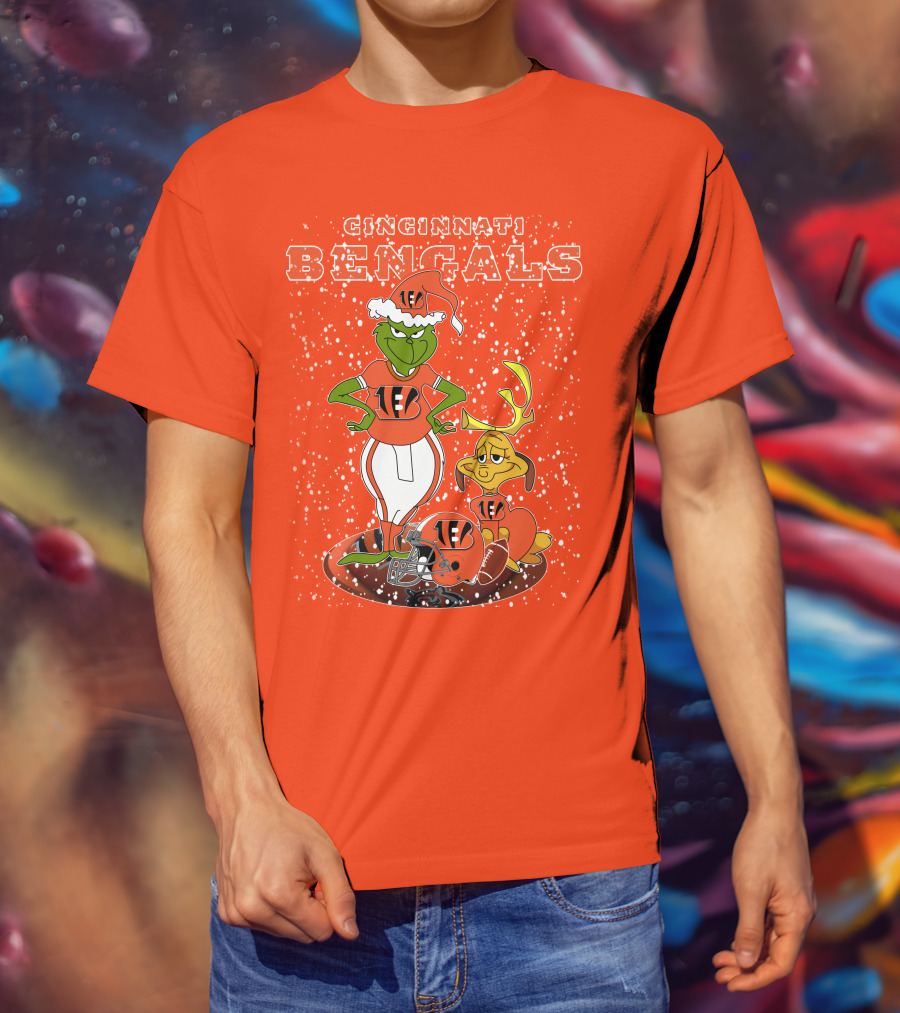 Cincinnati Bengals Grinch Holiday Football Mischief T-Shirt