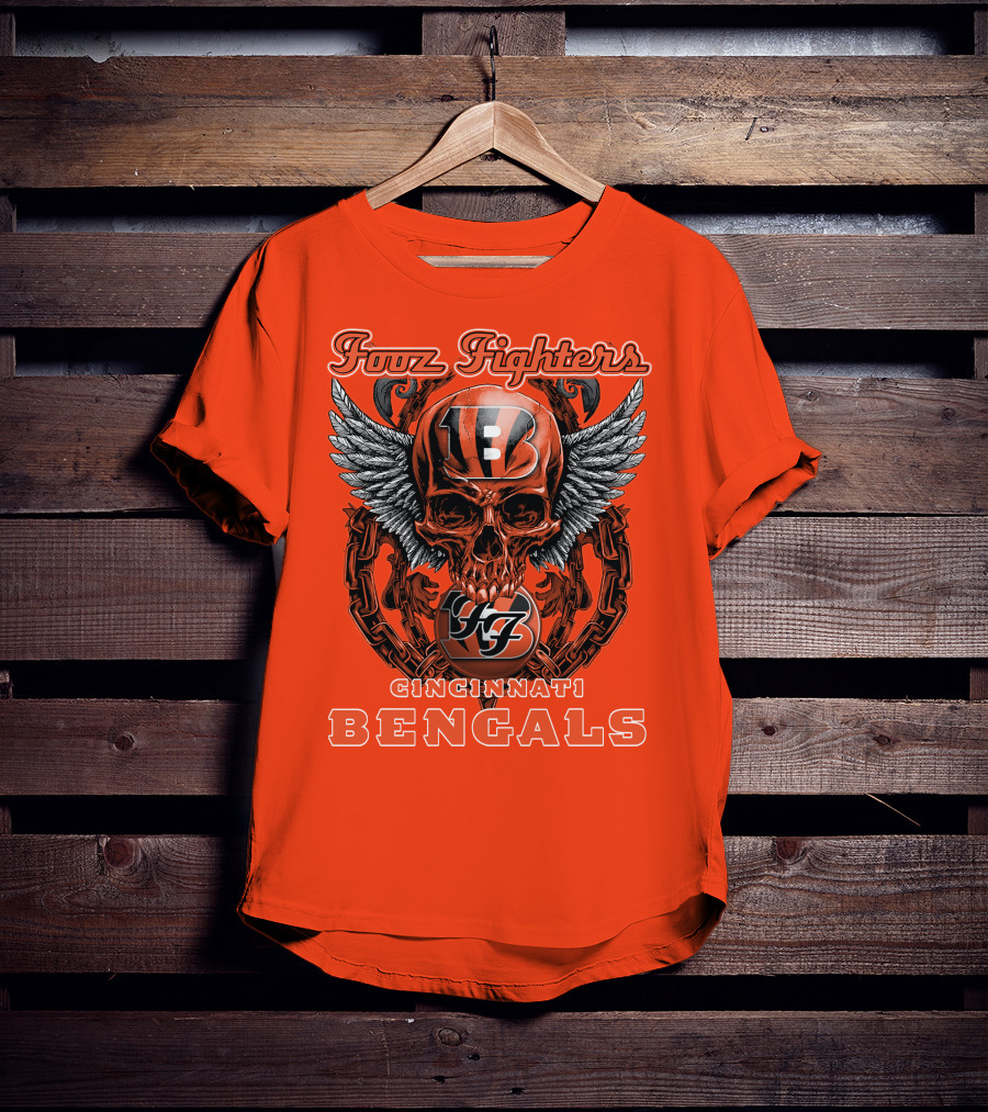 Foo Fighters Cincinnati Bengals Skull And Wings T-Shirt
