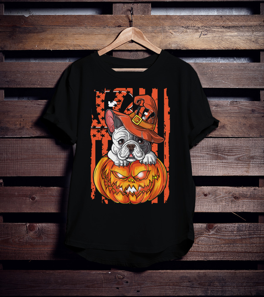 Cincinnati Bengals Bulldog Halloween Pumpkin T-Shirt
