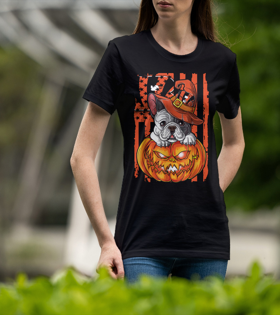 Cincinnati Bengals Bulldog Halloween Pumpkin T-Shirt