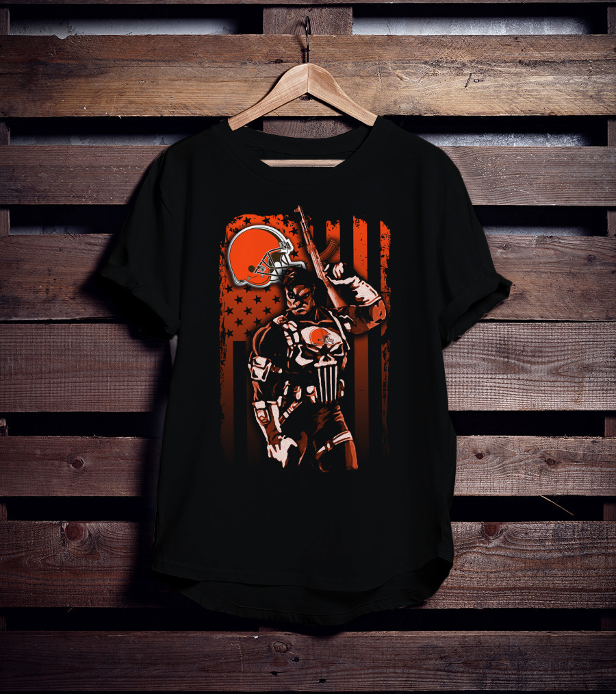 Cleveland Browns 10 Soldier With Helmet And American Flag Stars T-Shirt