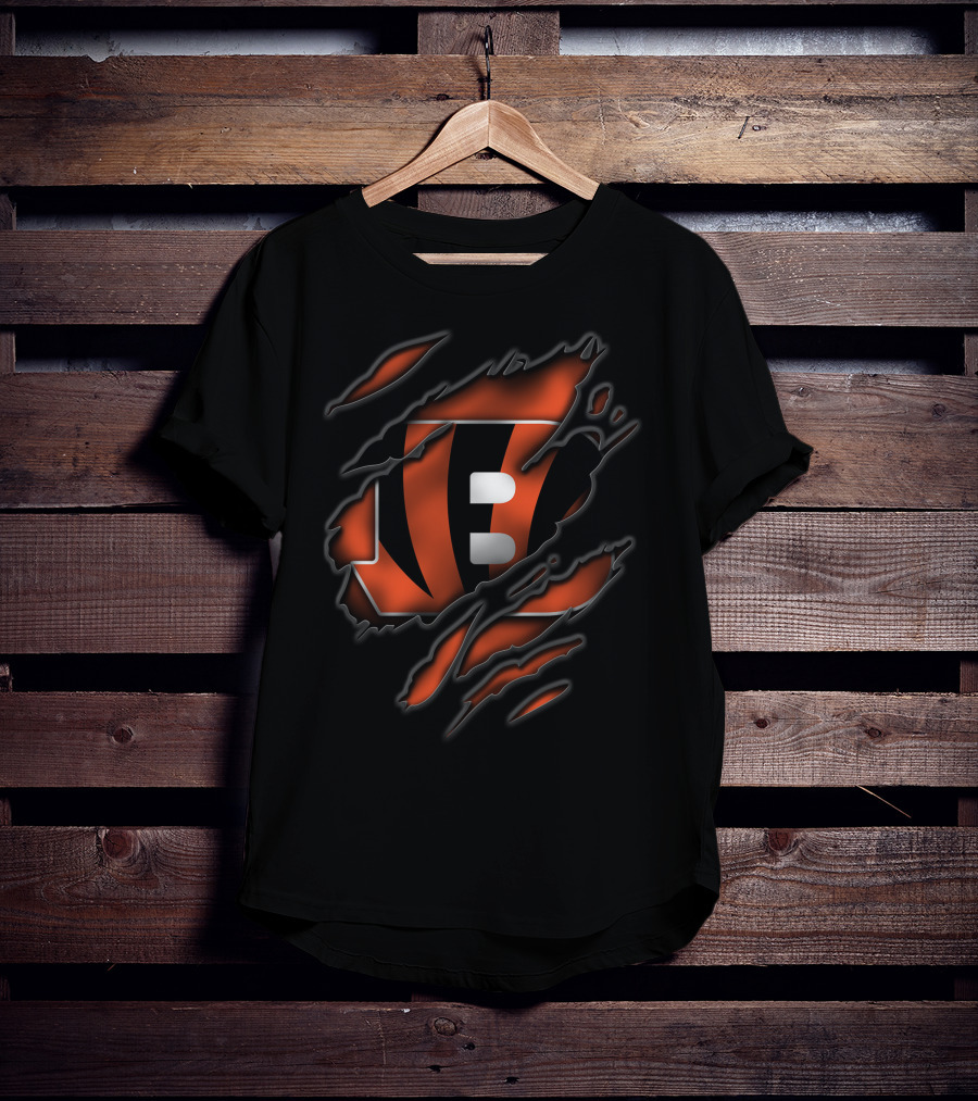 Torn Bengal Stripes Cincinnati Bengals Football Fan Gear T-Shirt