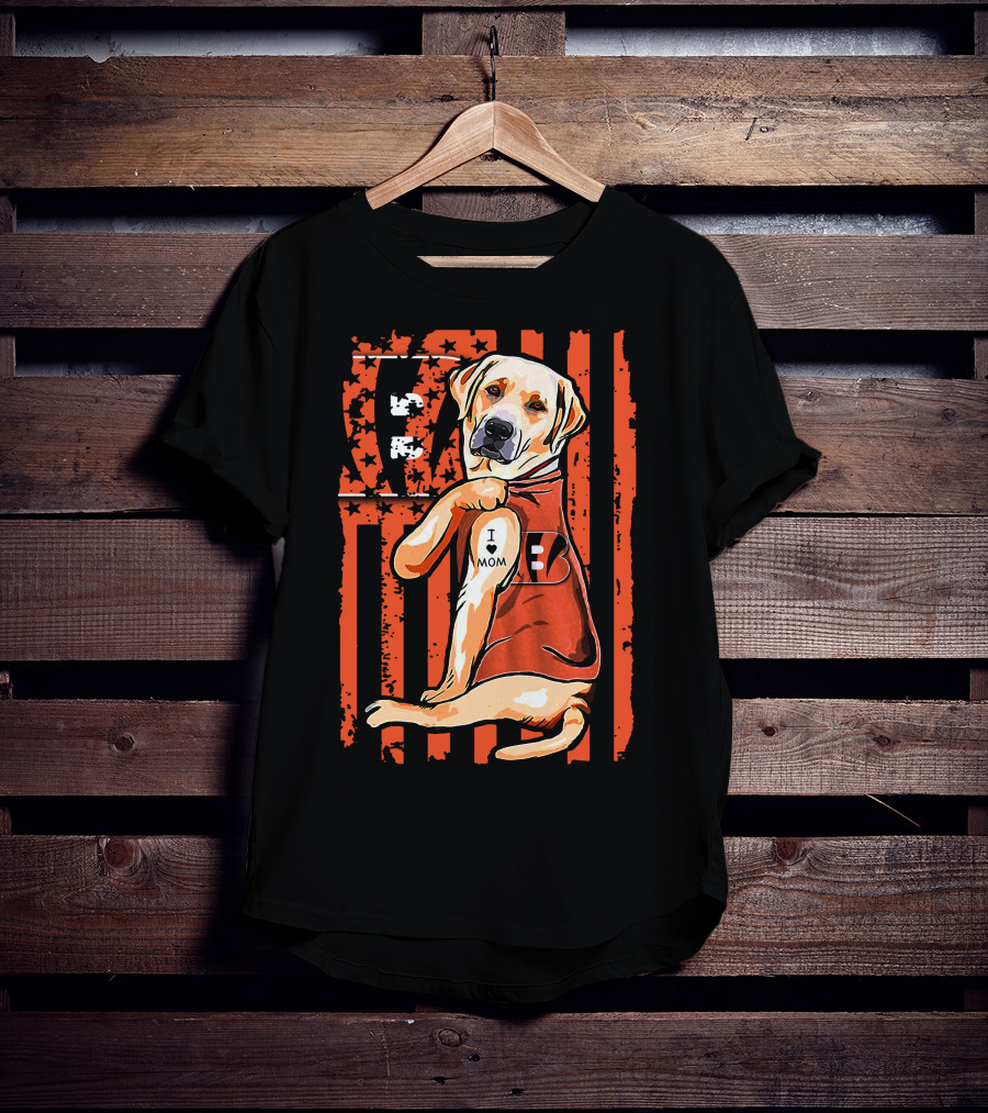 Labrador Retriever I Love Mom Cincinnati Bengals Stripes T-Shirt