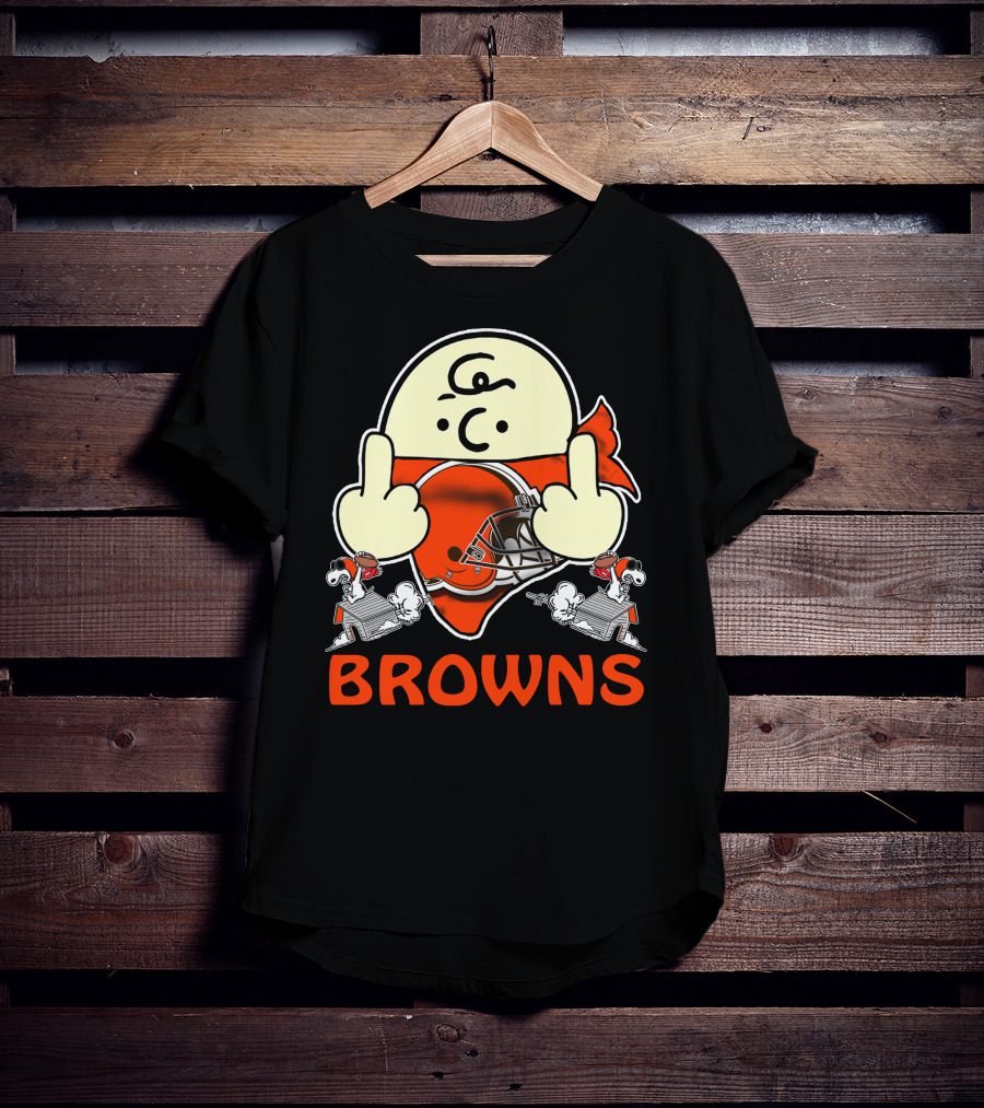 Cleveland Browns Cartoon Helmet Icon With Saluting Snoopy Duo T-Shirt