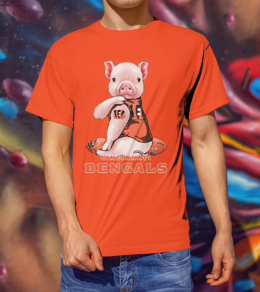 Cincinnati Bengals Pig With Football T-Shirt