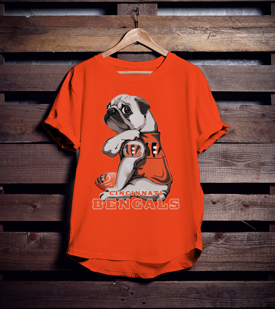 Cincinnati Bengals Pug Football Fan T-Shirt