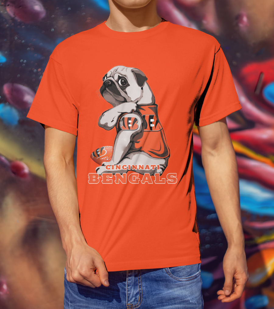 Cincinnati Bengals Pug Football Fan T-Shirt