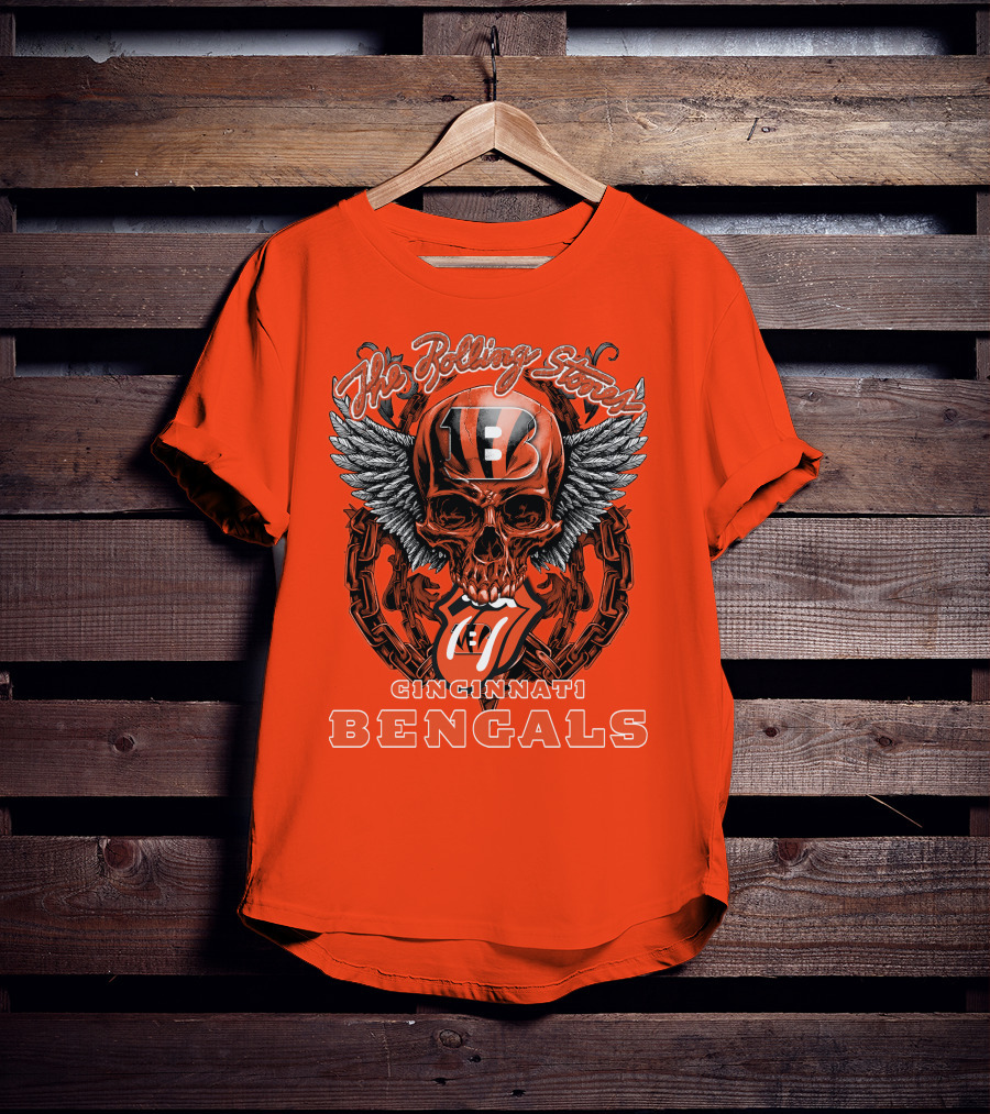 The Rolling Stones Cincinnati Bengals Nfl Collaboration With Skull And Wings T-Shirt
