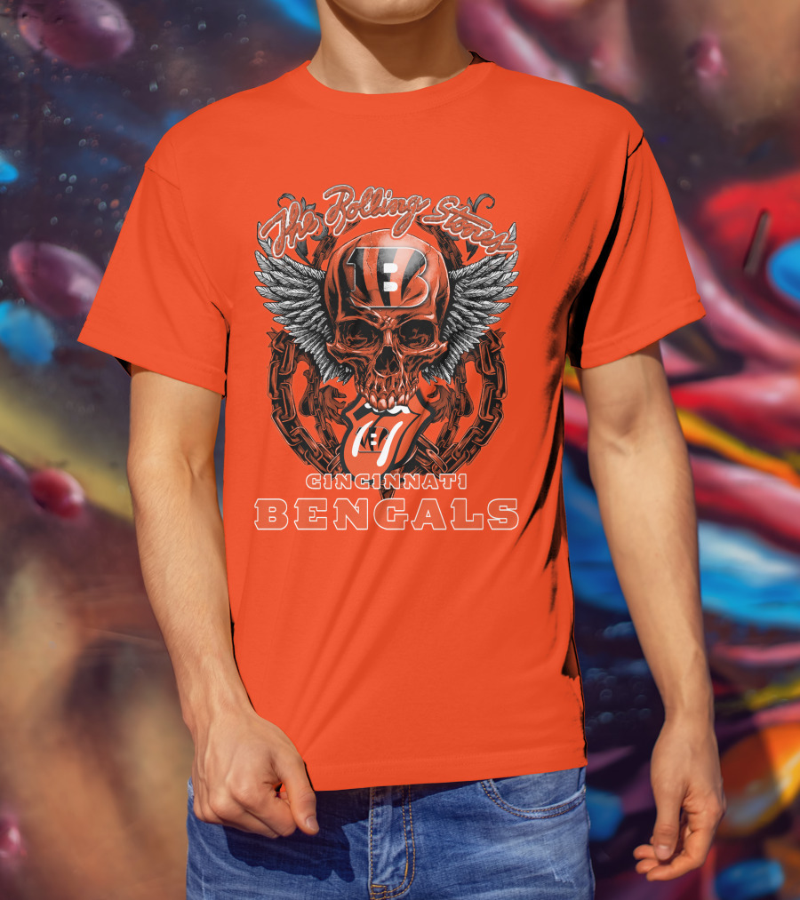 The Rolling Stones Cincinnati Bengals Nfl Collaboration With Skull And Wings T-Shirt