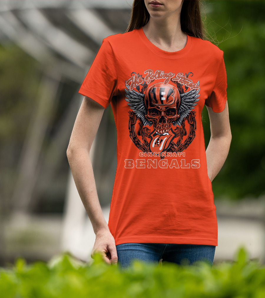 The Rolling Stones Cincinnati Bengals Nfl Collaboration With Skull And Wings T-Shirt