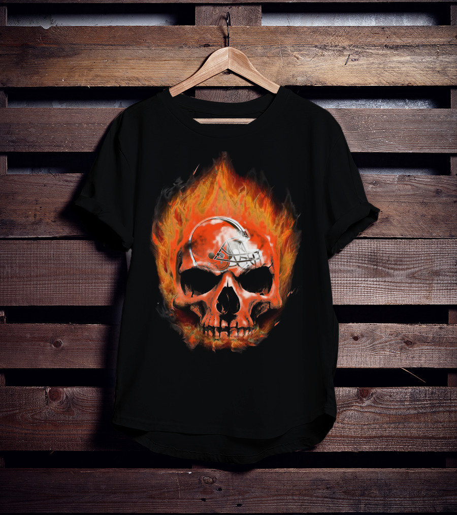 Cleveland Browns Skull In Flames 35 T-Shirt