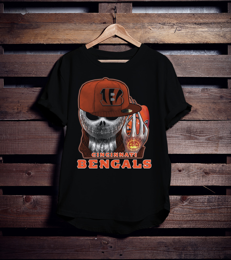 Cincinnati Bengals Jackskull Halloween Football Fan Gear T-Shirt