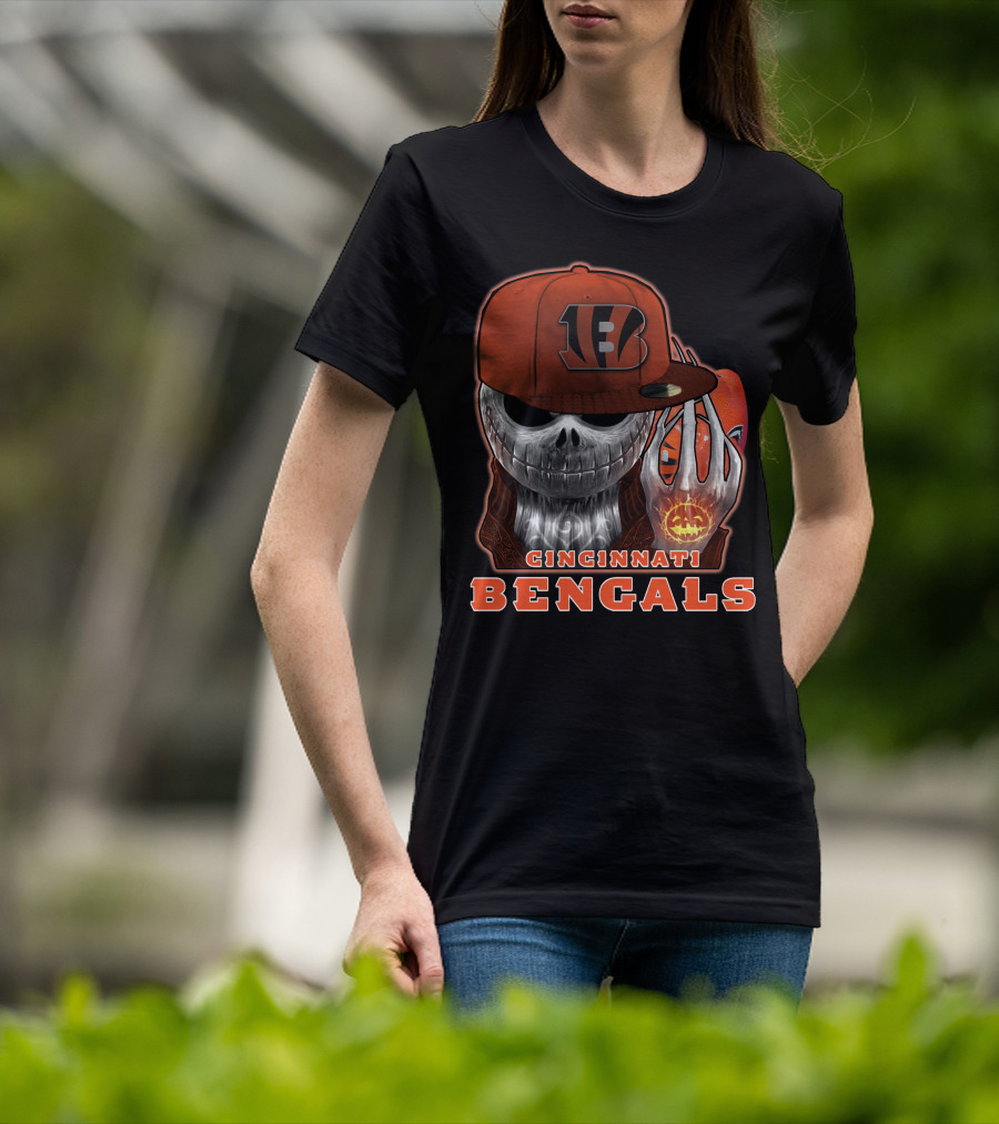 Cincinnati Bengals Jackskull Halloween Football Fan Gear T-Shirt