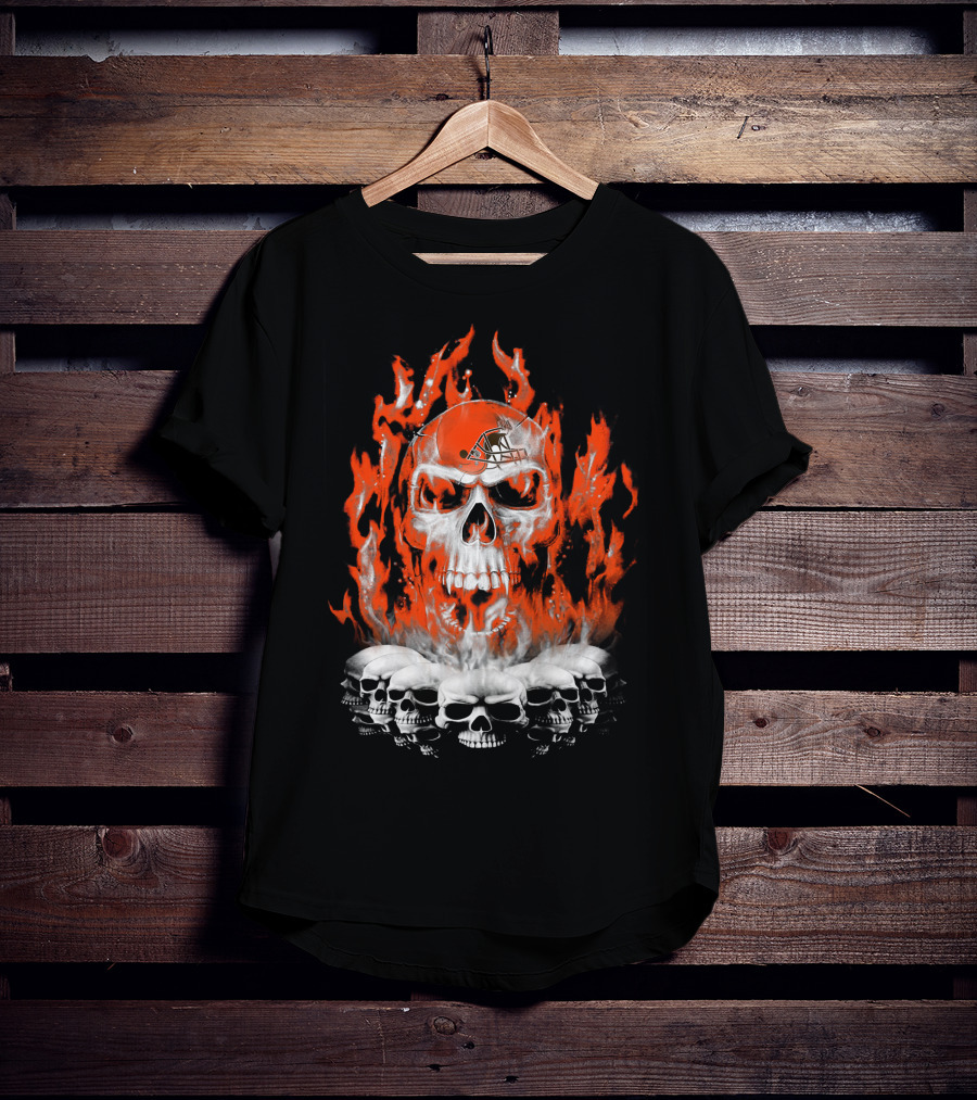 Cleveland Browns Skull Fire Helmet 38 T-Shirt