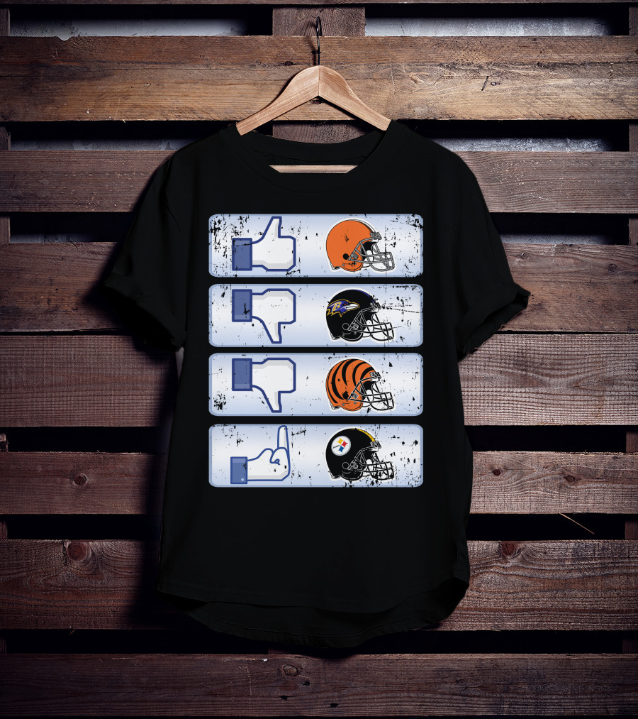 Cleveland Browns 69 Helmet Thumbs Up Like Steelers Bengals Ravens Logos T-Shirt